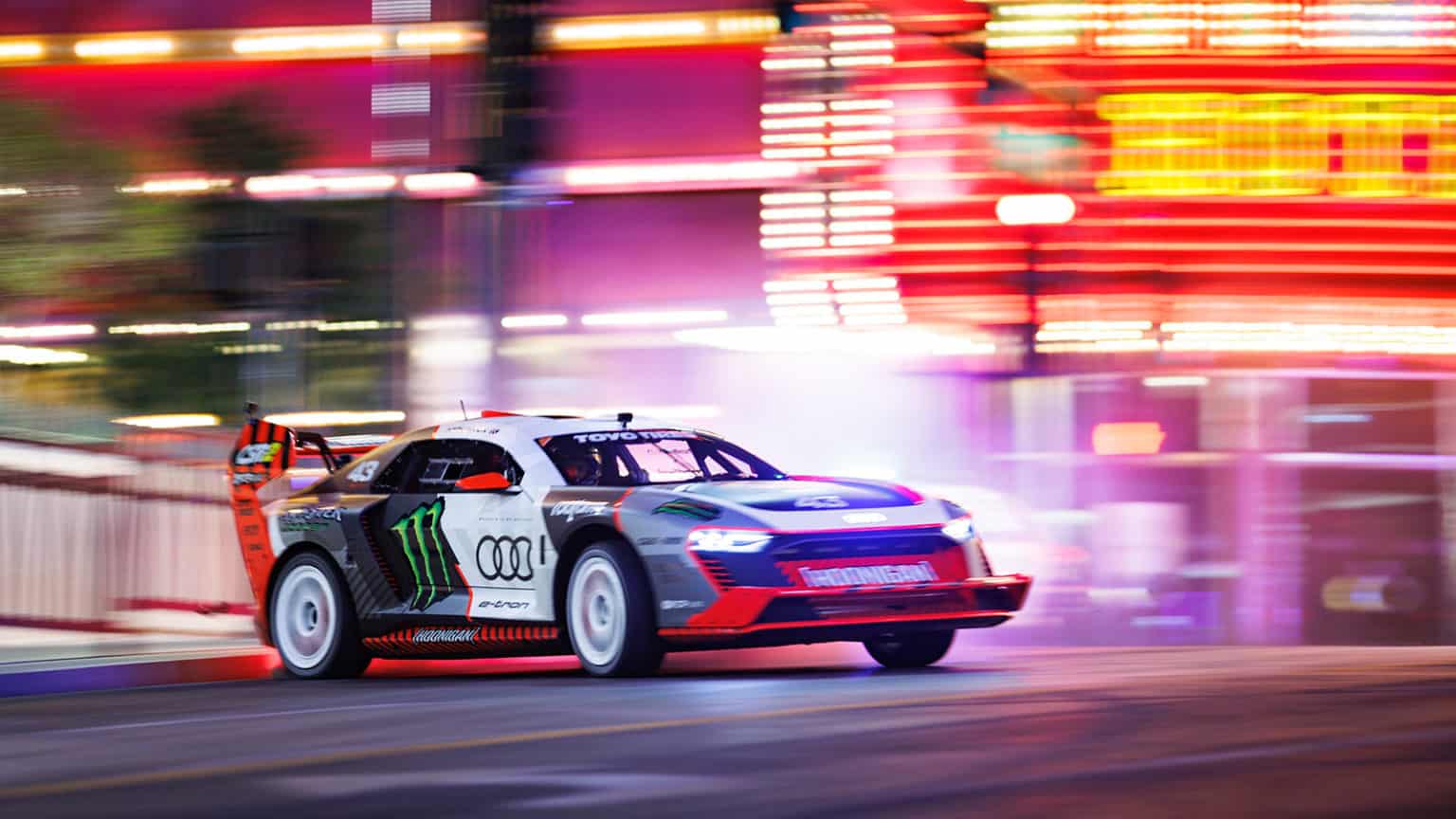 Ken Block's Electric Audi Hoonigan vs. Las Vegas