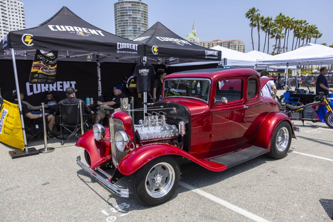 Current Los Angeles - Electrify Showoff wows Long Beach with 100+ EVs, 40+ aftermarket exhibitors, electrified classics, and cutting-edge tech. Impressive lineup!