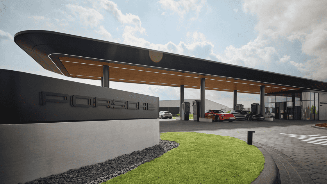 Image of Porsche's Barrier-free state of the art sustainable first Porsche Charging Lounge opens