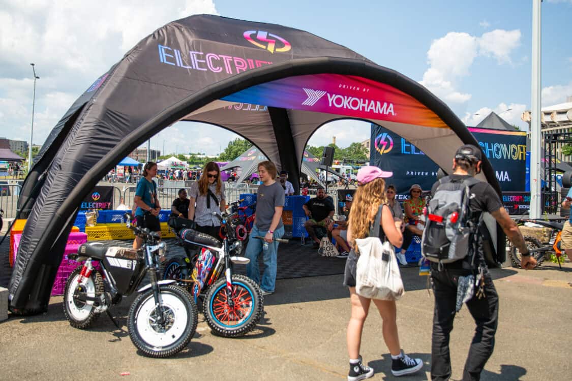 Photo of Electrify Expo in Washington DC. Over 13,000 demo rides! Custom electric bikes at Electrify Showoff.
