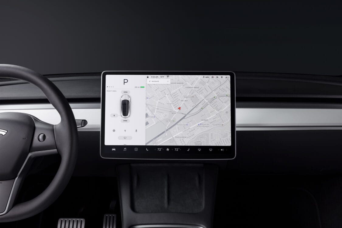 Photo of A 2023 Tesla Model Y interior, infotainment system