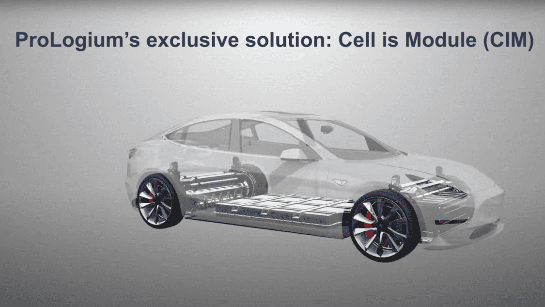Image of ProLogium's exclusive solution in a Tesla Model 3 - Cell is Module (CIM)