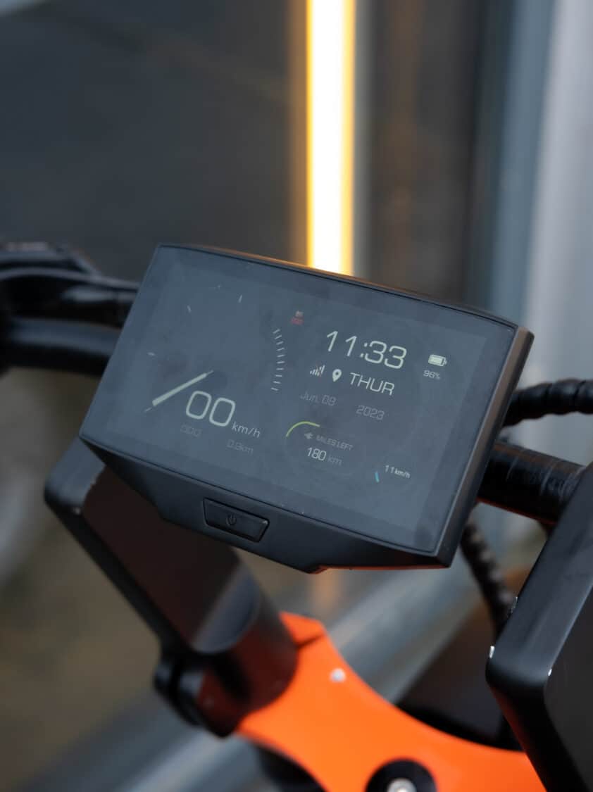 Photo of ASYNC A1 black and orange electric bike, led touchscreen panel
