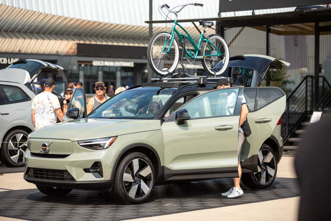 Image showcasing Volvo XC40 EV SUV at Electrify Expo in New York