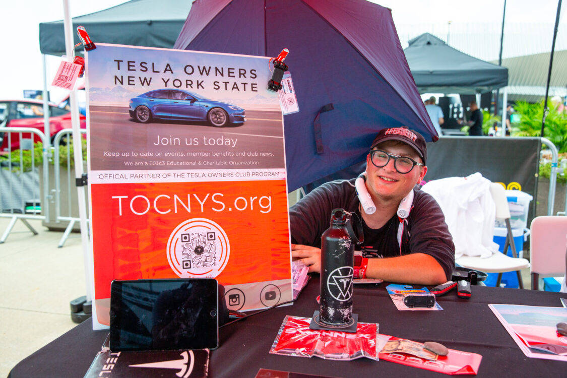 Photo of the Tesla Owners New York State booth at Electrify Expo in New York