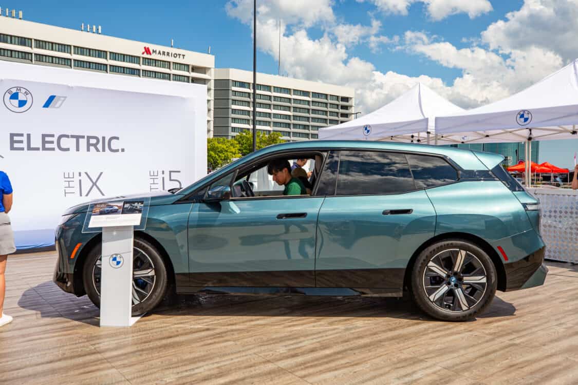 Photo of a BMW iX side at Electrify Expo New York