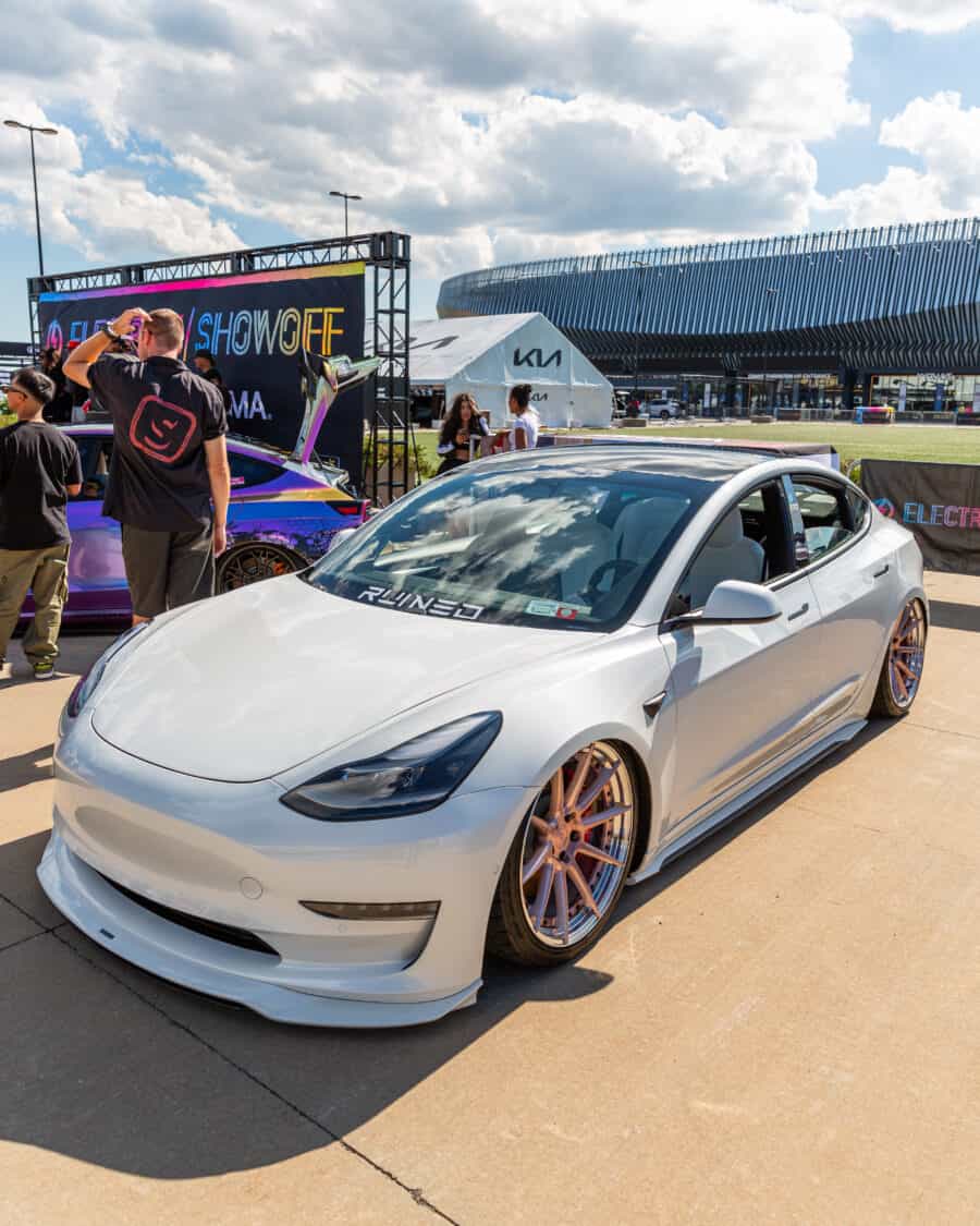 Photo of modified Tesla Model 3 at Electrify Showoff in New York