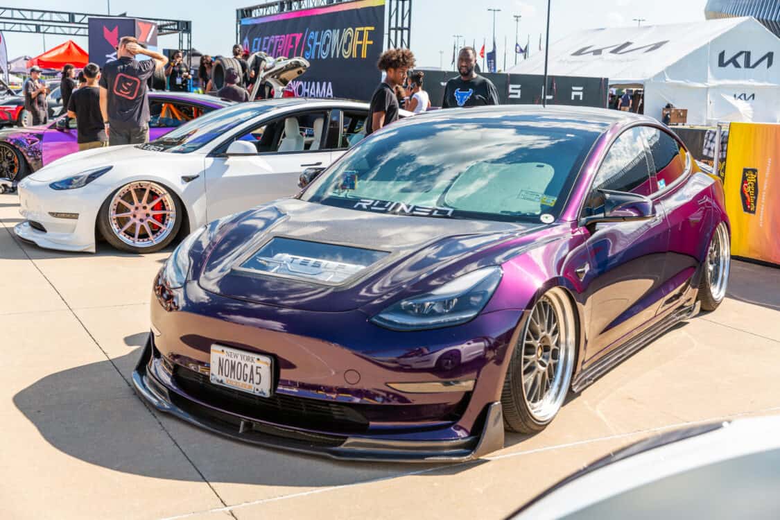 Photo of modified Tesla Model 3 at Electrify Showoff in New York