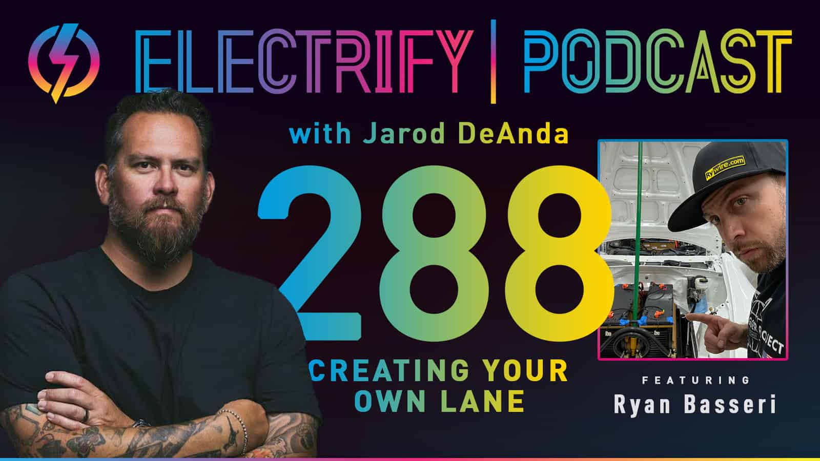 Image of Electrify Podcast episode 288 with Jarod DeAnda and Ryan Basseri of Rywire Motorsport Electronics