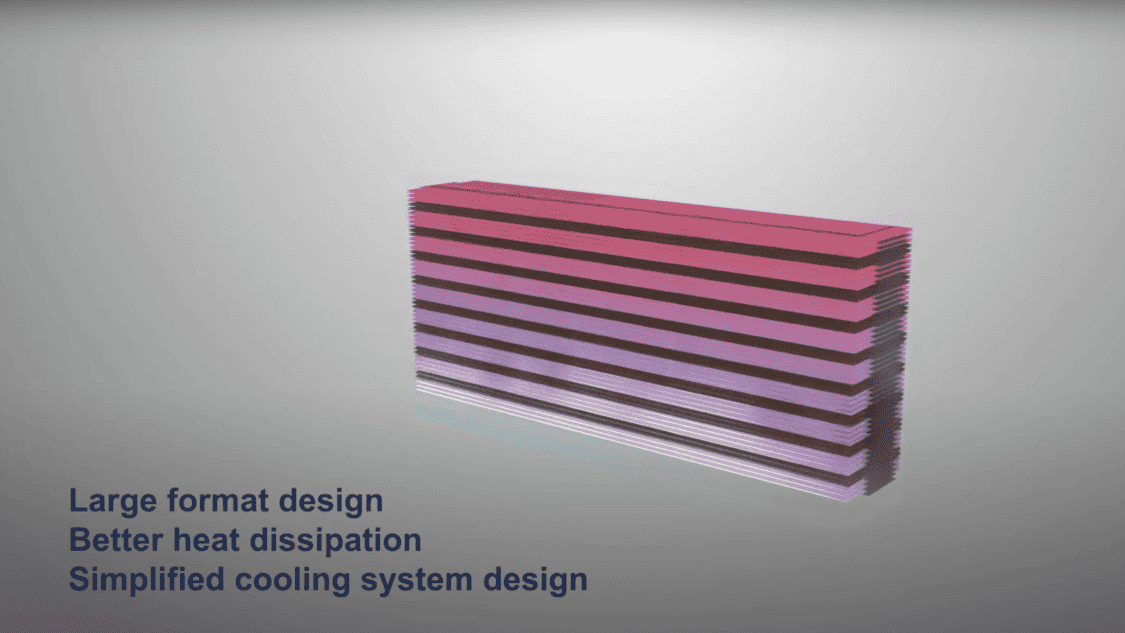 Image of ProLogium's large format design for better heat dissipation and simplified cooling system design.
