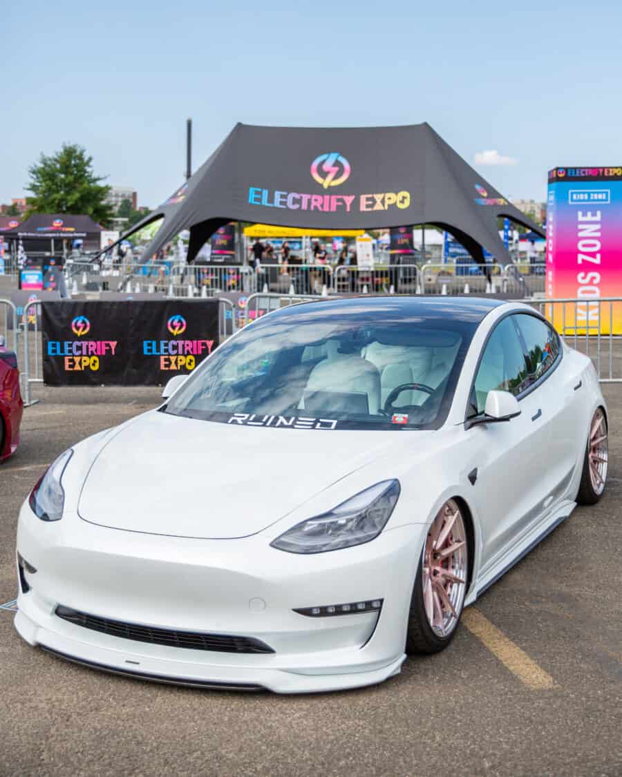 Image showcasing David Perez’s 2021 Tesla Model 3 Performance at Electrify Expo Showoff in Washington, DC