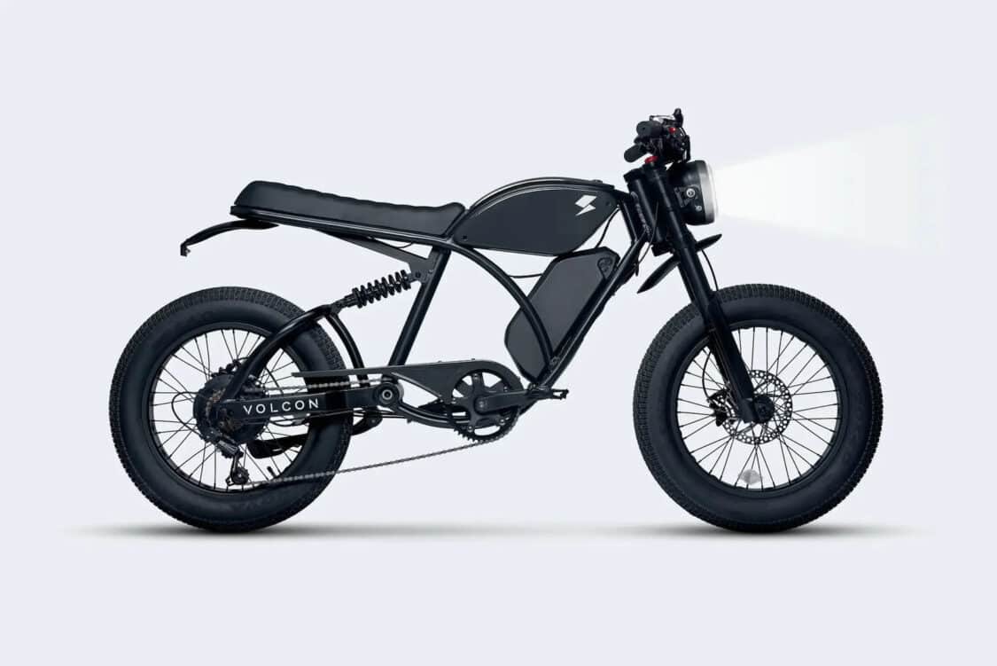 Image showcasing Volcon Brat black electric motorcycle