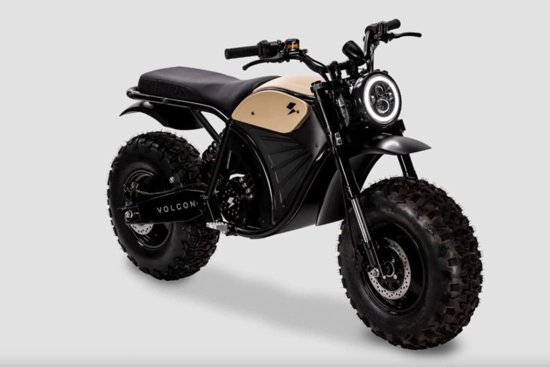 Image showcasing Volcon Grunt Evo black electric motorcycle