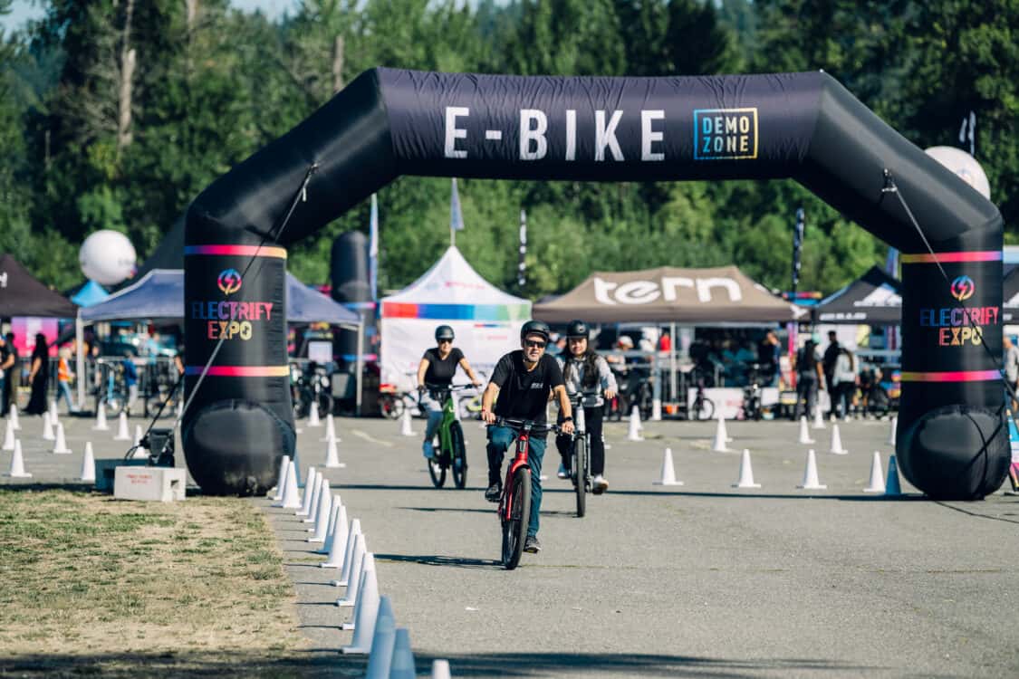 Image showcasing e-bike demo zone at Electrify Expo Seattle