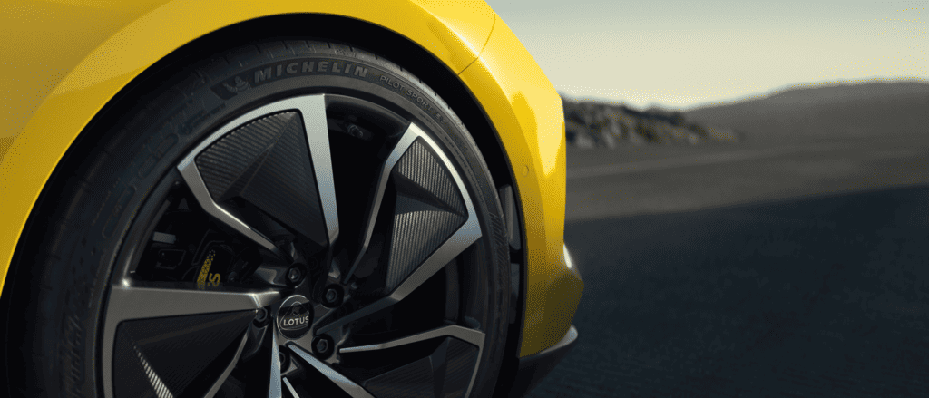 Lotus Emeya electric car tire close up