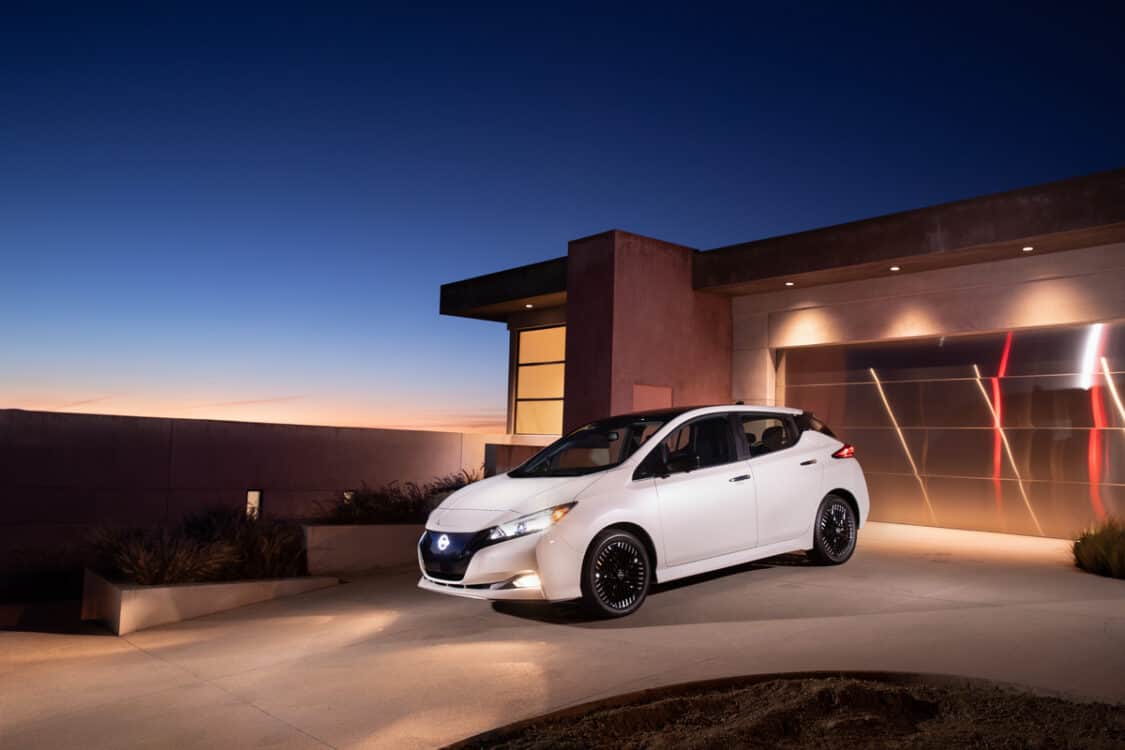 2024 Nissan Leaf parked in a driveway, EVs under $40k