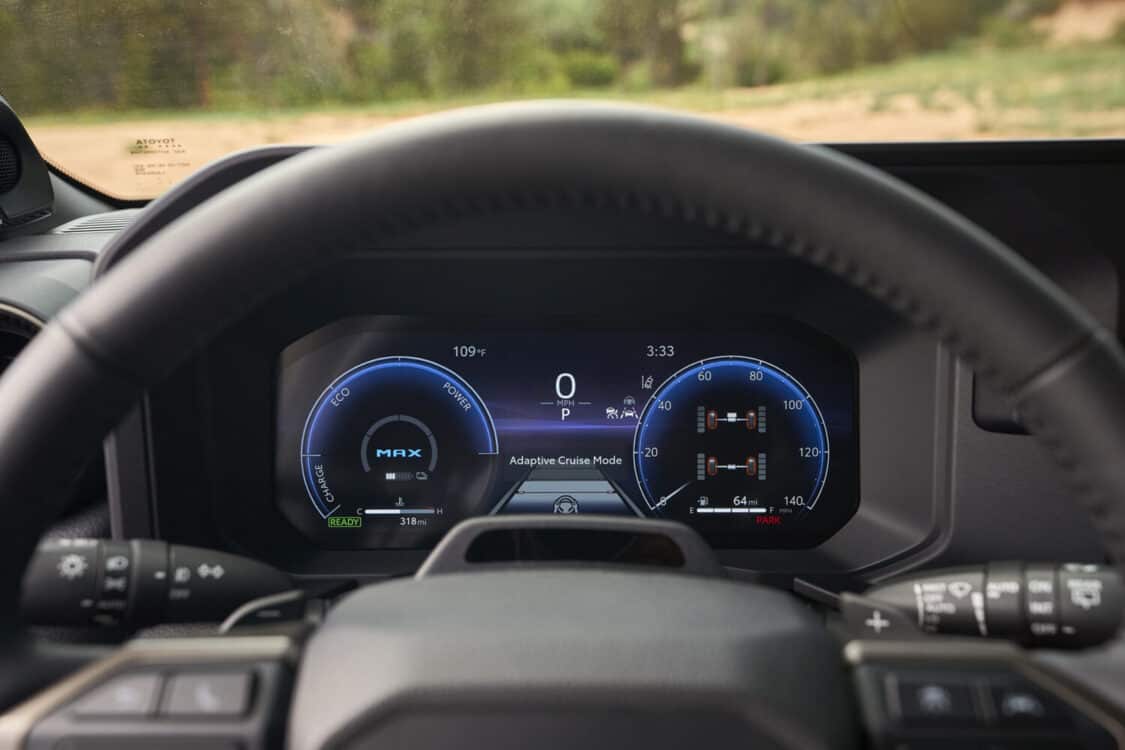 Image showcasing dash board of the 2024 Toyota Land Cruiser in Heritage Blue