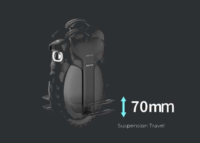 Image showcasing built-in air suspension of the InMotion V11 electric unicycle