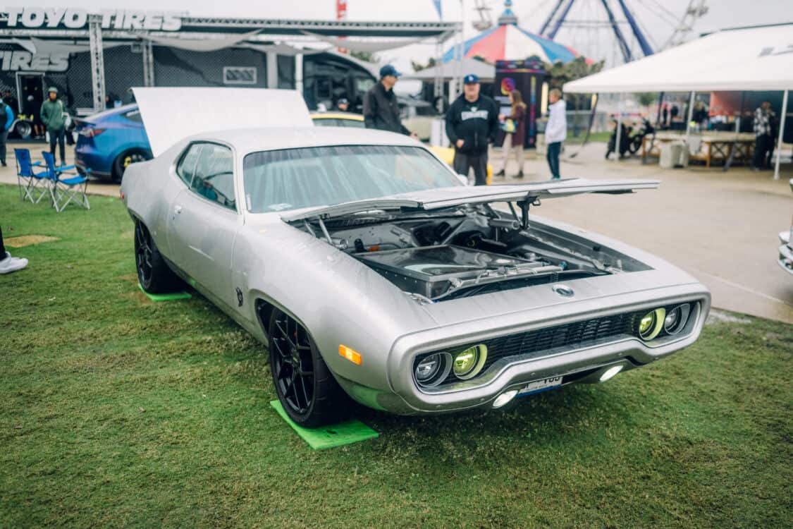 Image showcasing Kevin Erickson's 1972 Plymouth Satellite at Electrify Showoff in Austin