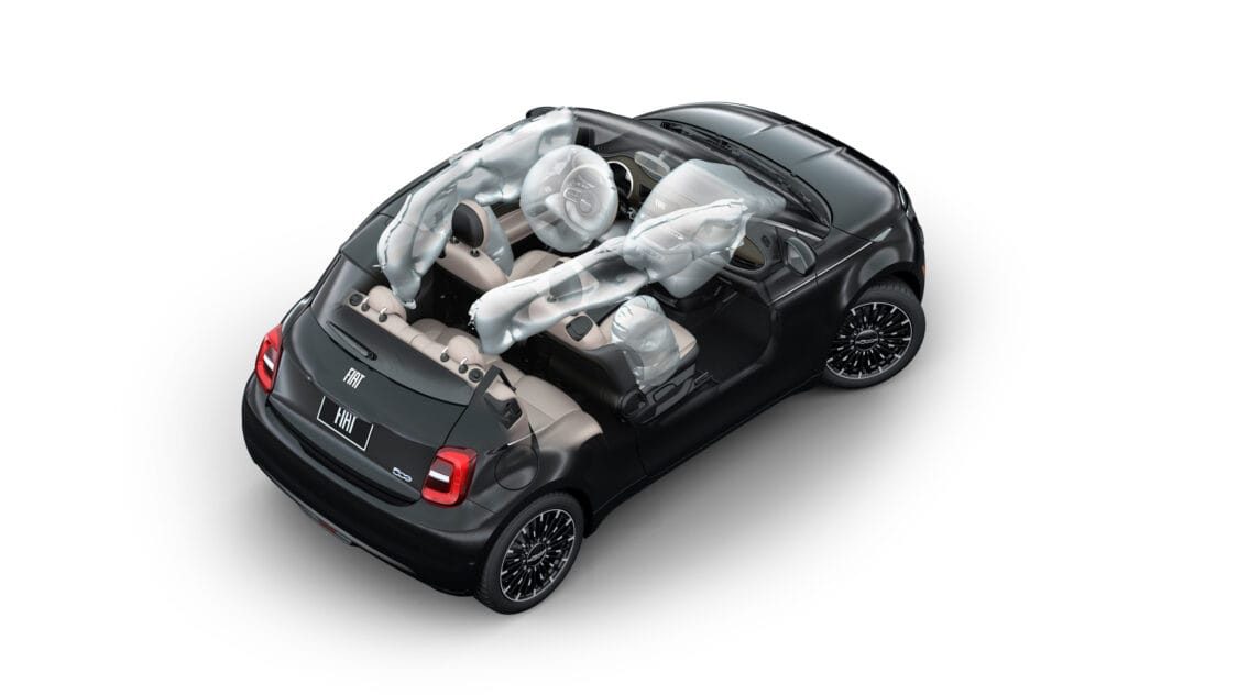 Image showcasing airbag system of the 2024 Fiat 500e RED edition