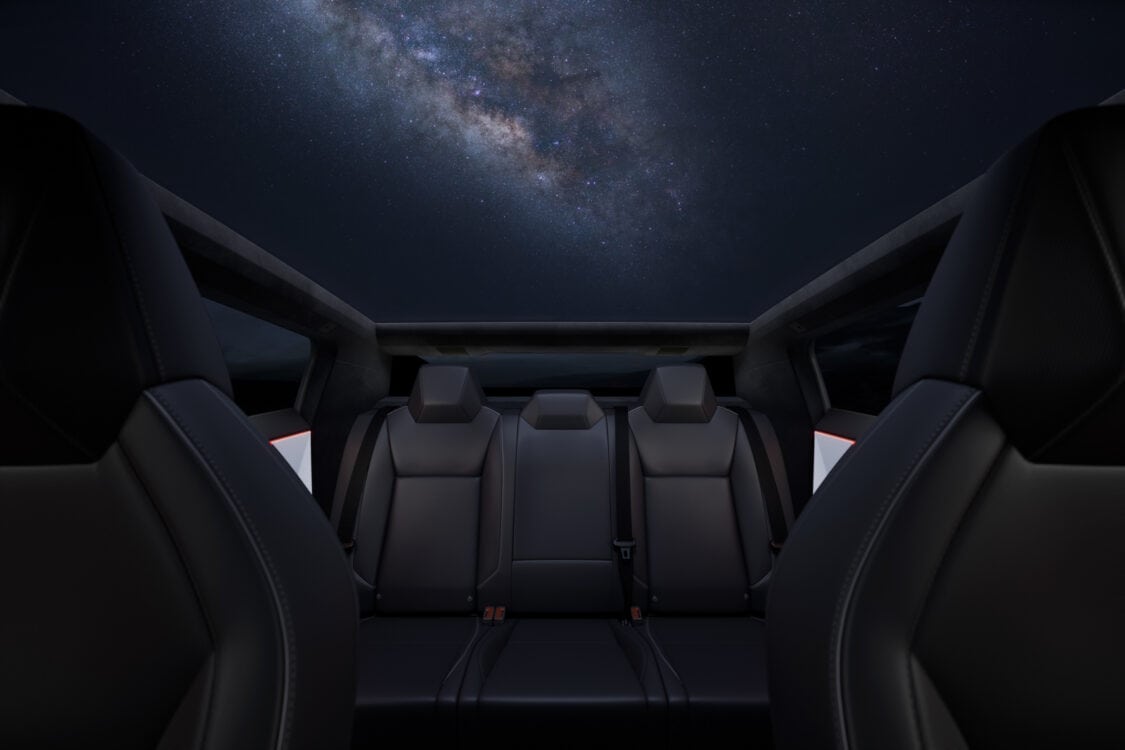 Image showcasing 2024 Tesla Cybertruck expansive cabin and interior