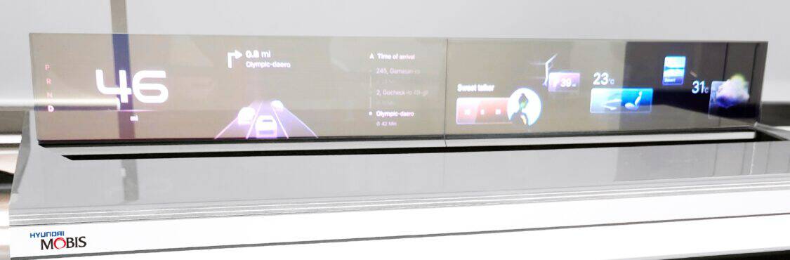 Image showcasing Hyundai Mobis Technology innovative transparent display at CES 2024