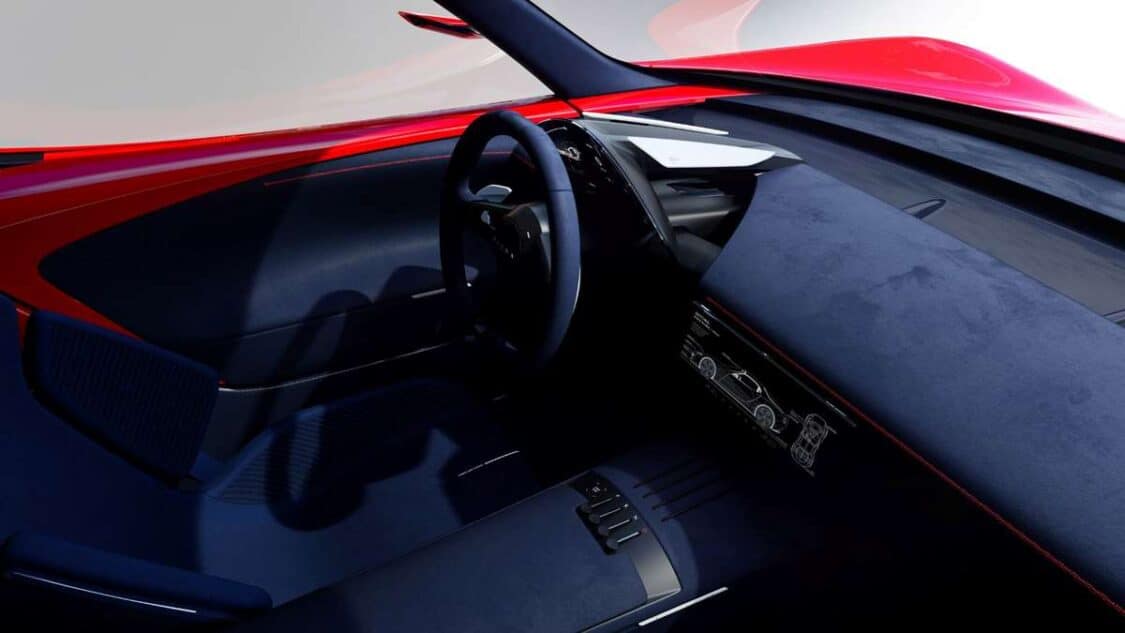 Image showcasing Mazda Iconic SP Concept Sports Car at Japan Mobility Show 2023 - interior profile