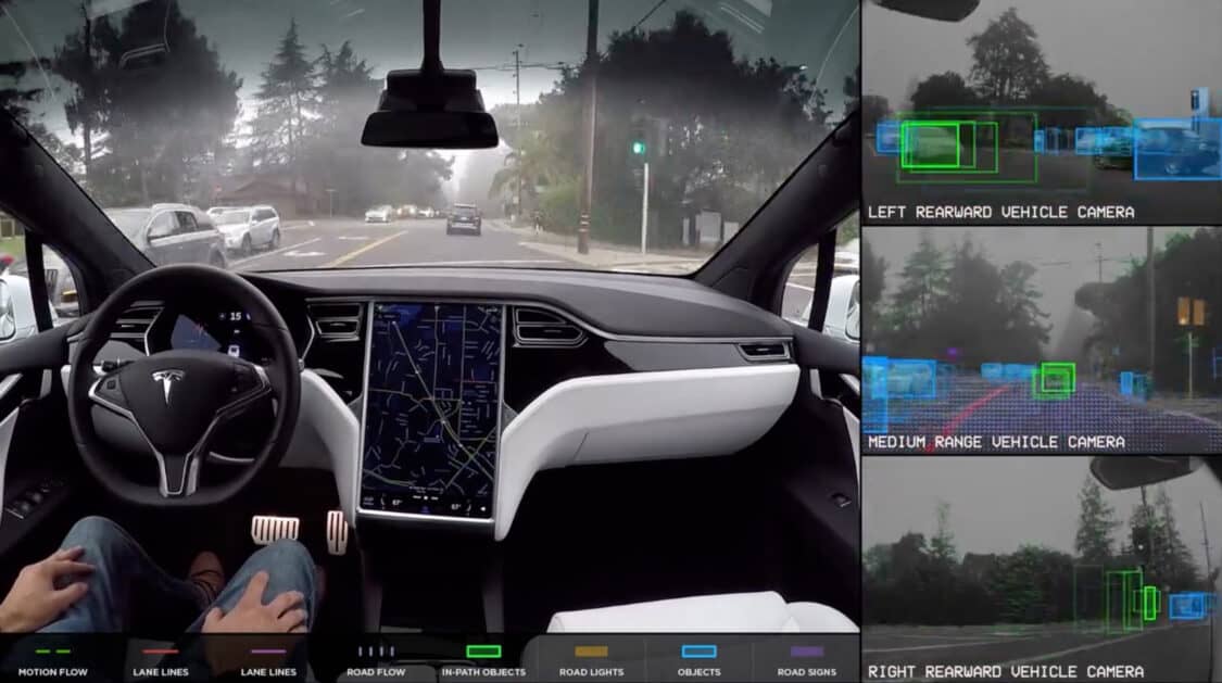 Image showcasing Tesla Self-Driving video