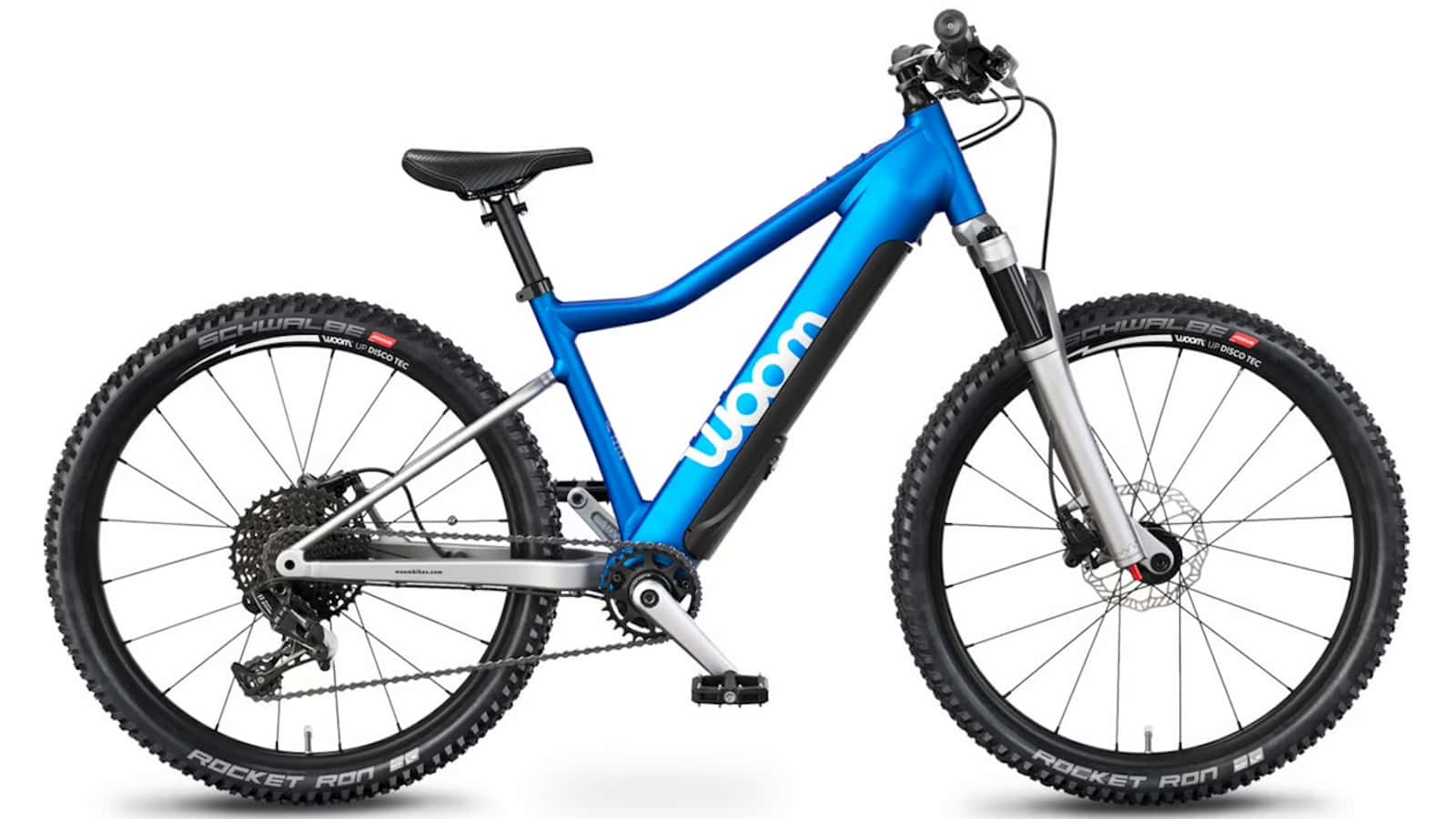 Image showcasing side profile of the woom UP 5 kids electric mountain bike
