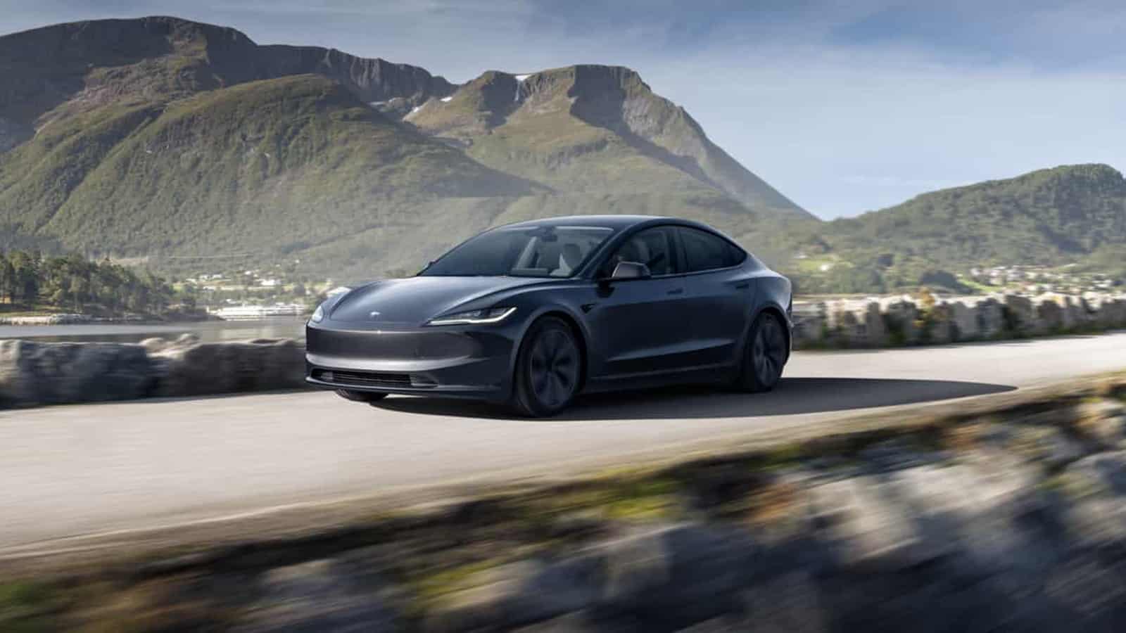 Image showcasing 2023 Tesla Model 3 redesign codenamed Highland