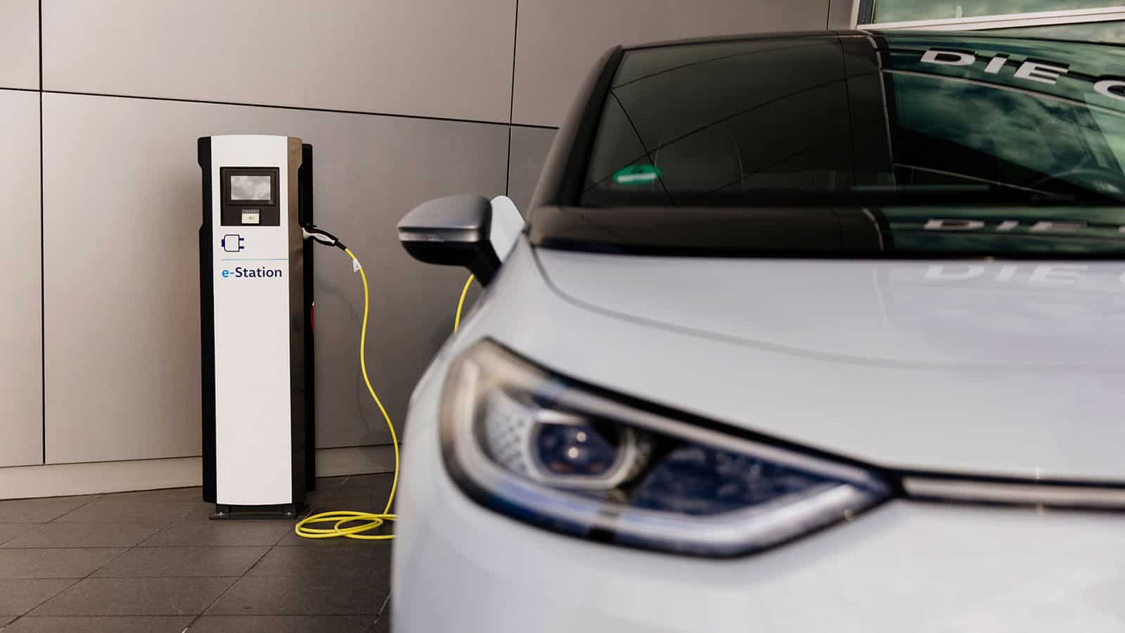 Volkswagen EV charging at e-station EV infrastructure
