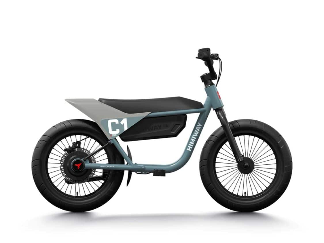 Image showcasing Himiway C1 Kids Ebike in blue-gray side profile