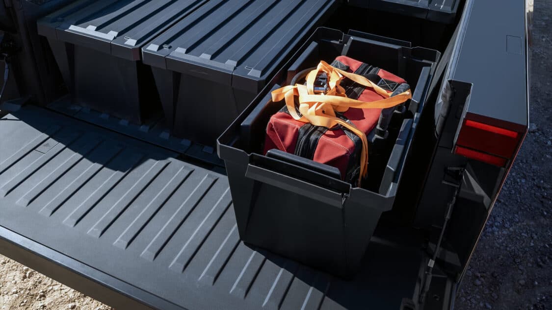 Image showcasing Tesla Cybertruck - vault cargo bins