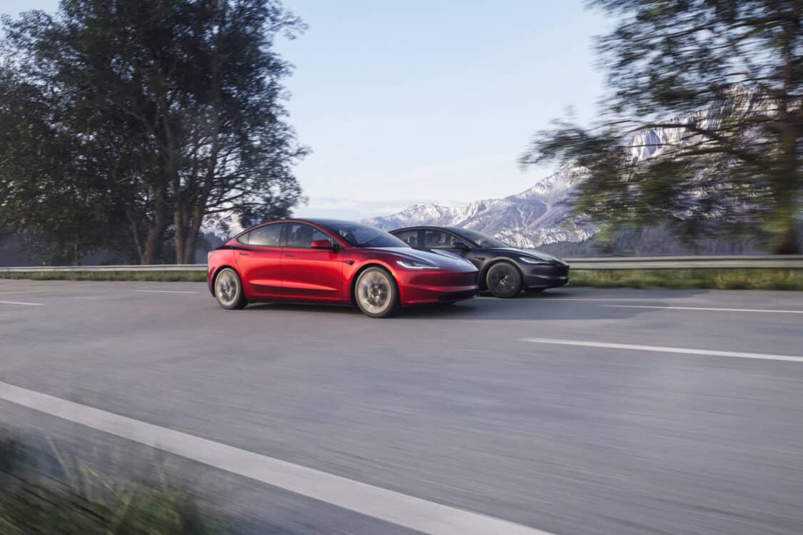 Image showcasing 2024 Tesla Model 3 Highland passenger front profile