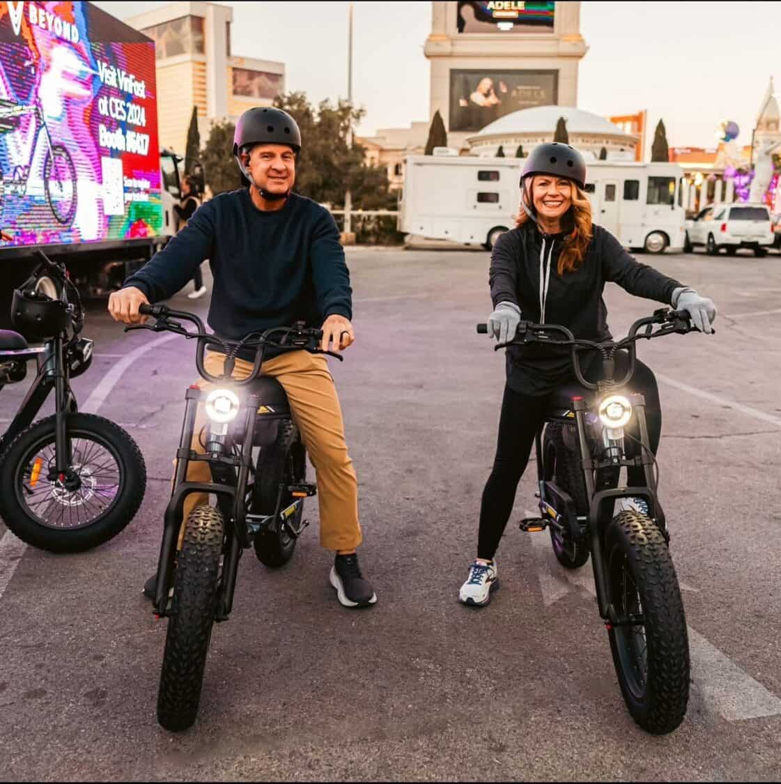Image showcasing the VinFast DrgnFly electric bike is experienced at CES in Las Vegas.