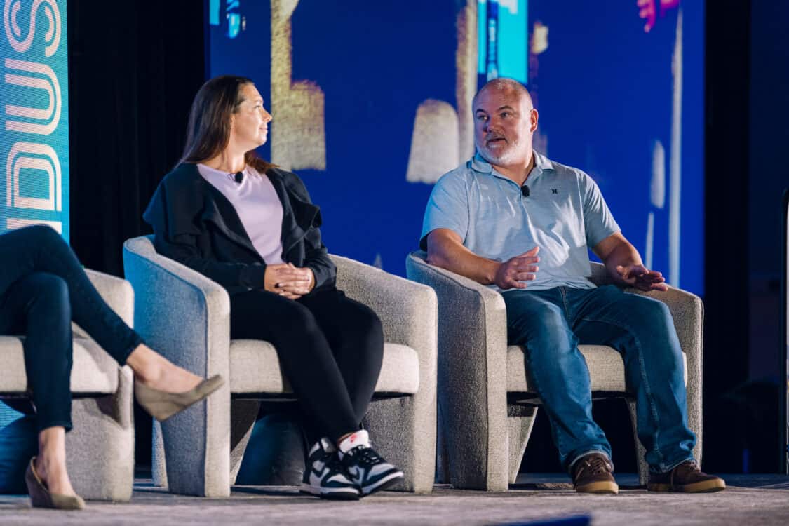 Image showcasing Writing the Future with Ford Customers panel discussion at at Electrify Expo Industry Day Austin Texas 2023 - Kristin Shaw, Jennifer Brace, Erica and Matt