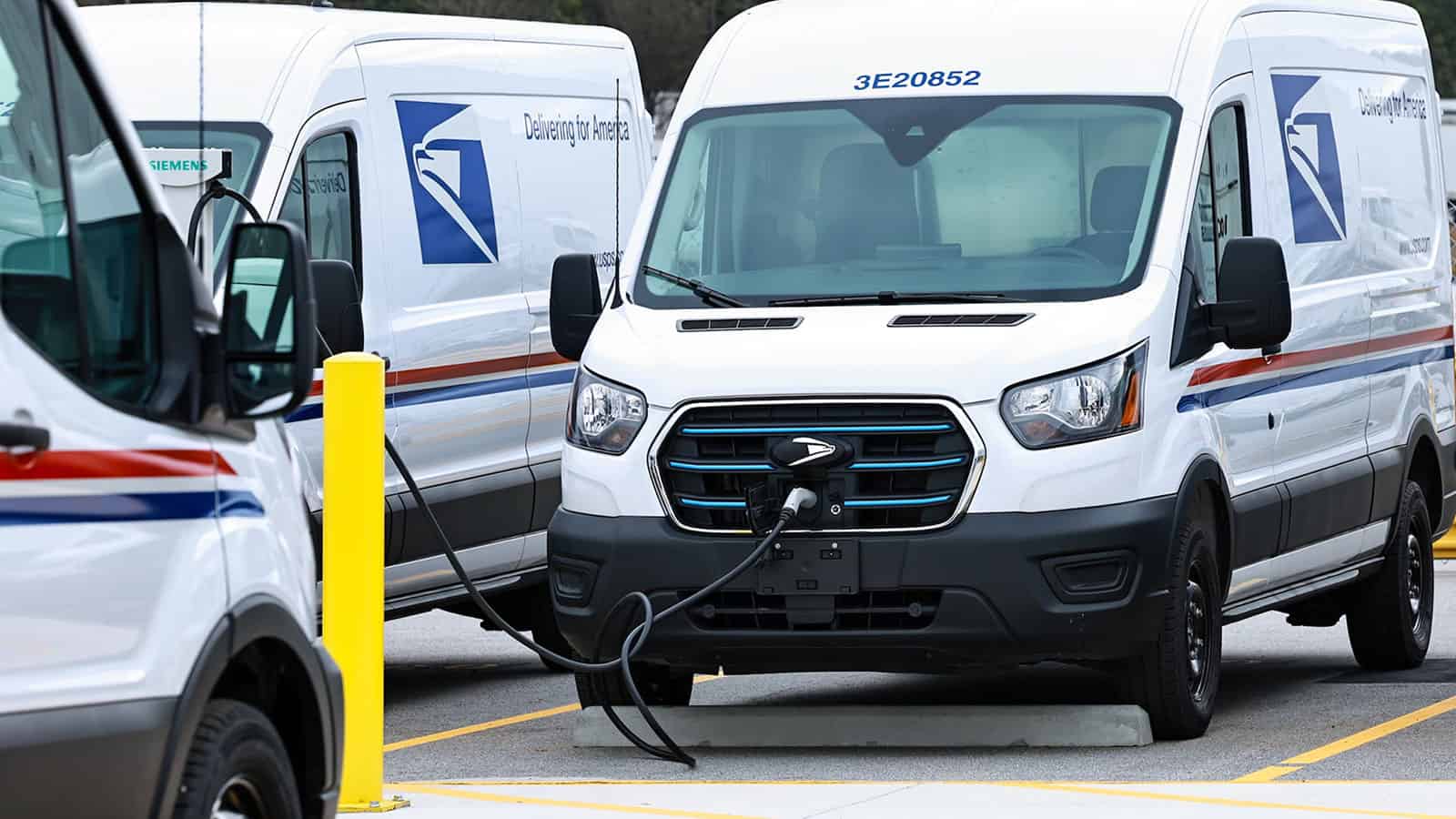 USPS unveils first charging stations for electric delivery trucks