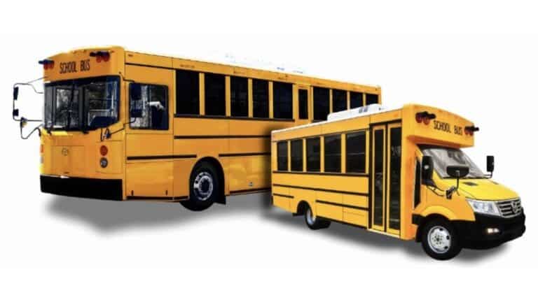 Image showcasing GreenPower’s Type A Nano BEAST and Type D BEAST electric, purpose-built, zero-emission school buses.