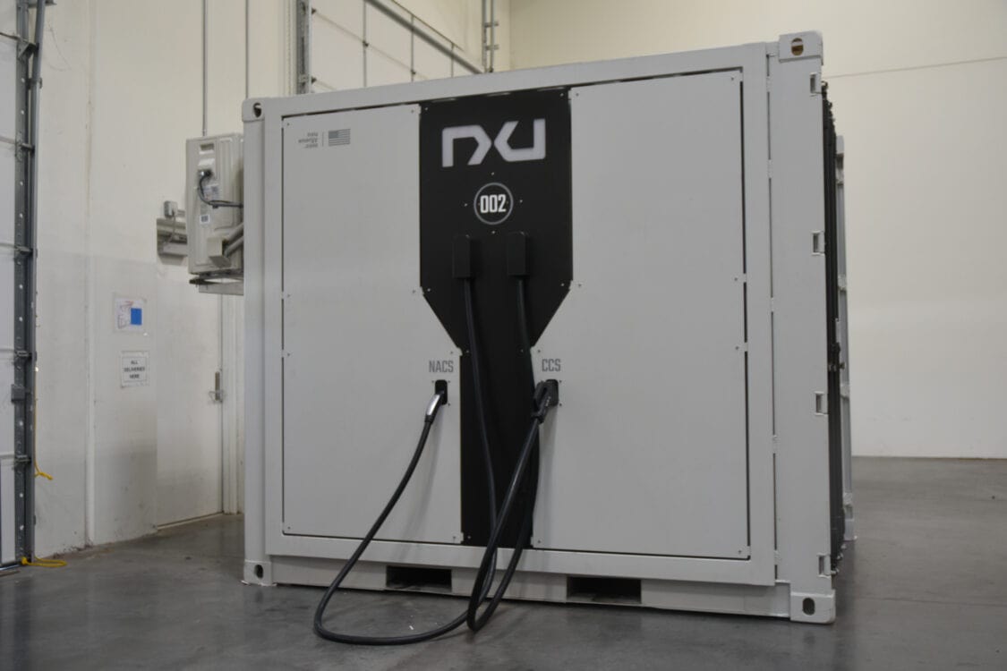 Image showcasing Nxu 002 NxuOne EV 750kW Charging Solutions unit with CCS and NACS support