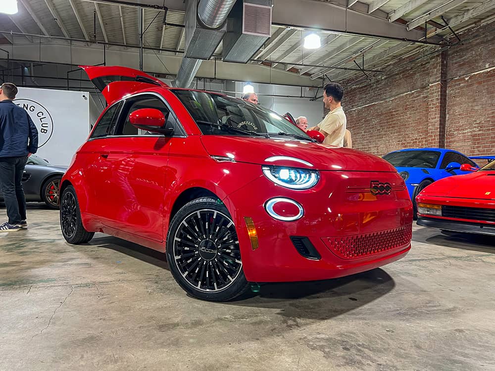 Fiat 500e front side view