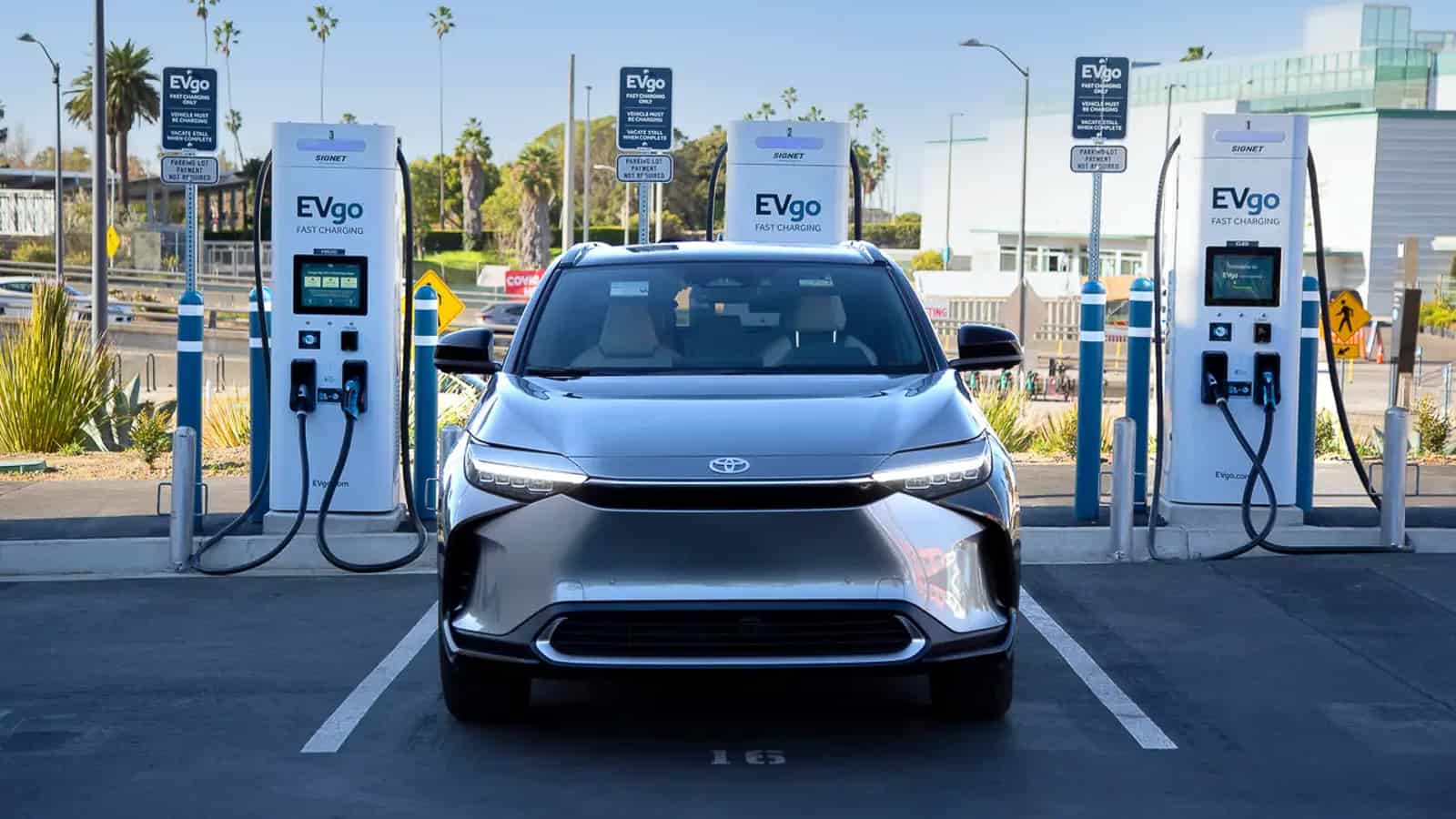 Toyota bZ4X electric SUV at EVgo fast charging station