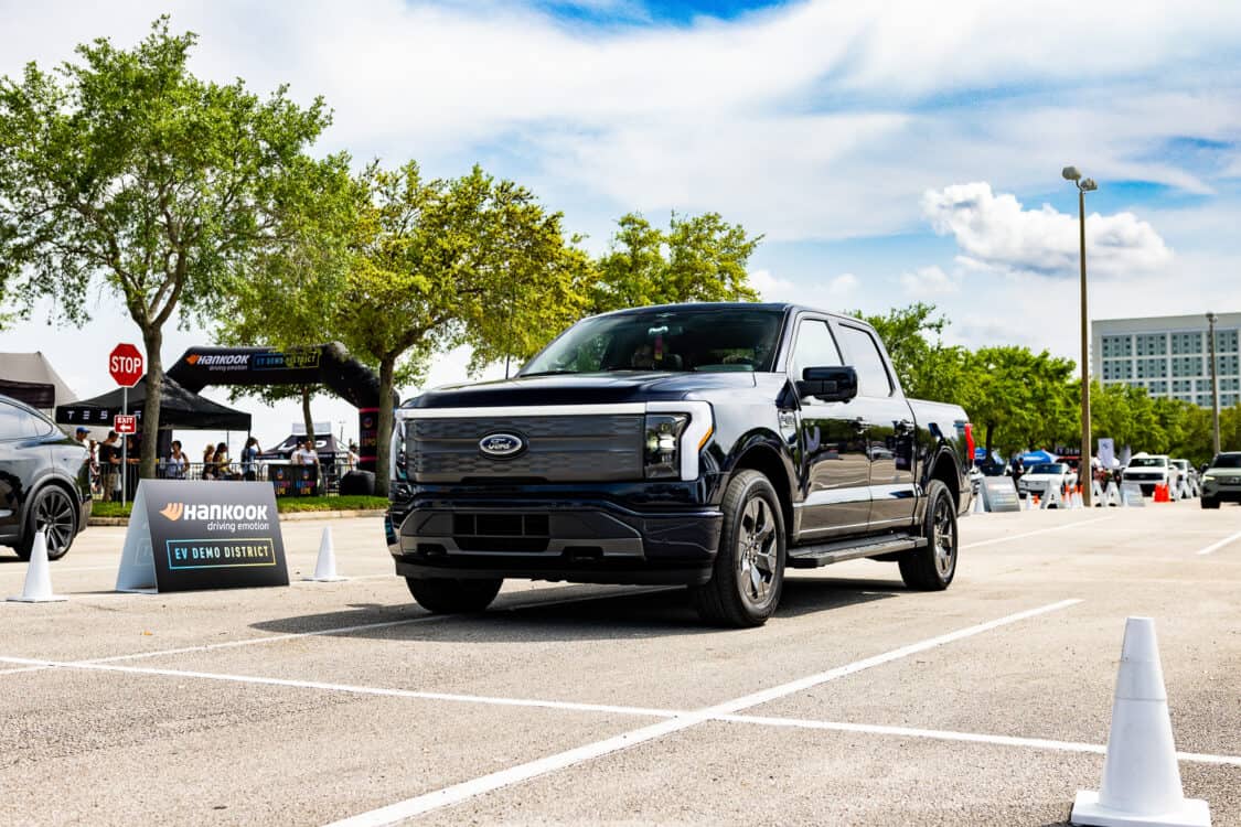 Ford F-150 Lightning electric pickup truck test drive at EV Demo District sponsored by Hankook Tire at Electrify Expo Orlando 2024