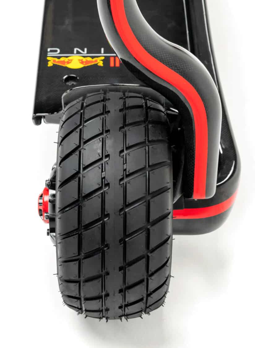 Image showcasing front karting tire Oracle Red Bull Racing Formula 1-Inspired Electric Scooter