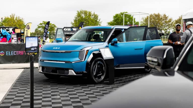 Benefits of Electric Cars for Two-Car Families - Kia EV9 electric SUV at Electrify Expo