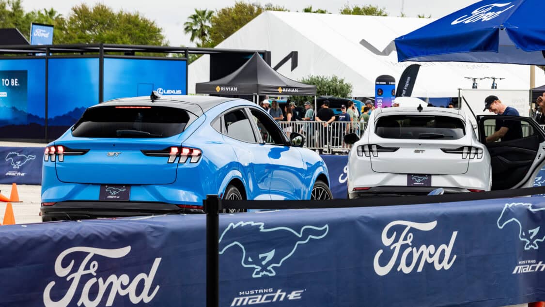 Electrify Expo Orlando Hankook EV Demo District Ford Mustang Mach-E blue white