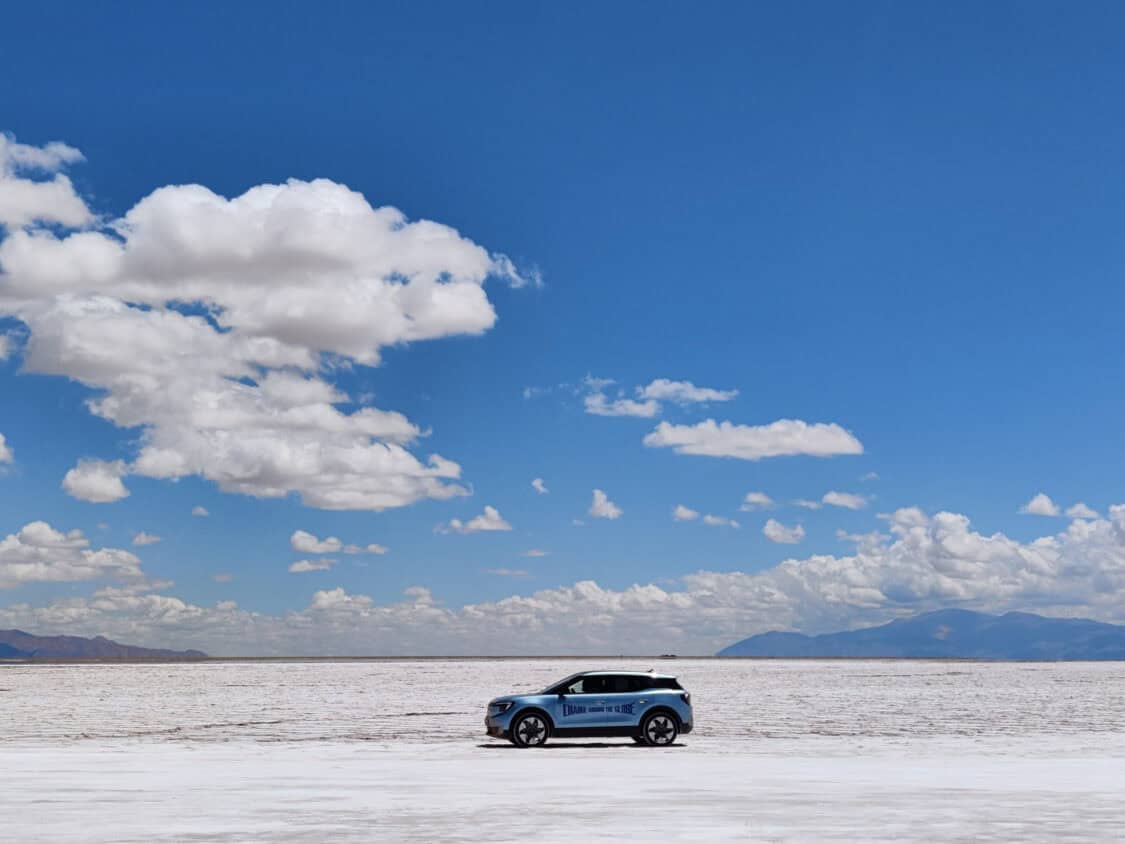 Atacama Desert, Chile: new electric Ford Explorer SUV in one of the most challenging stretches of Lexie Alford's record-setting drive around the world.