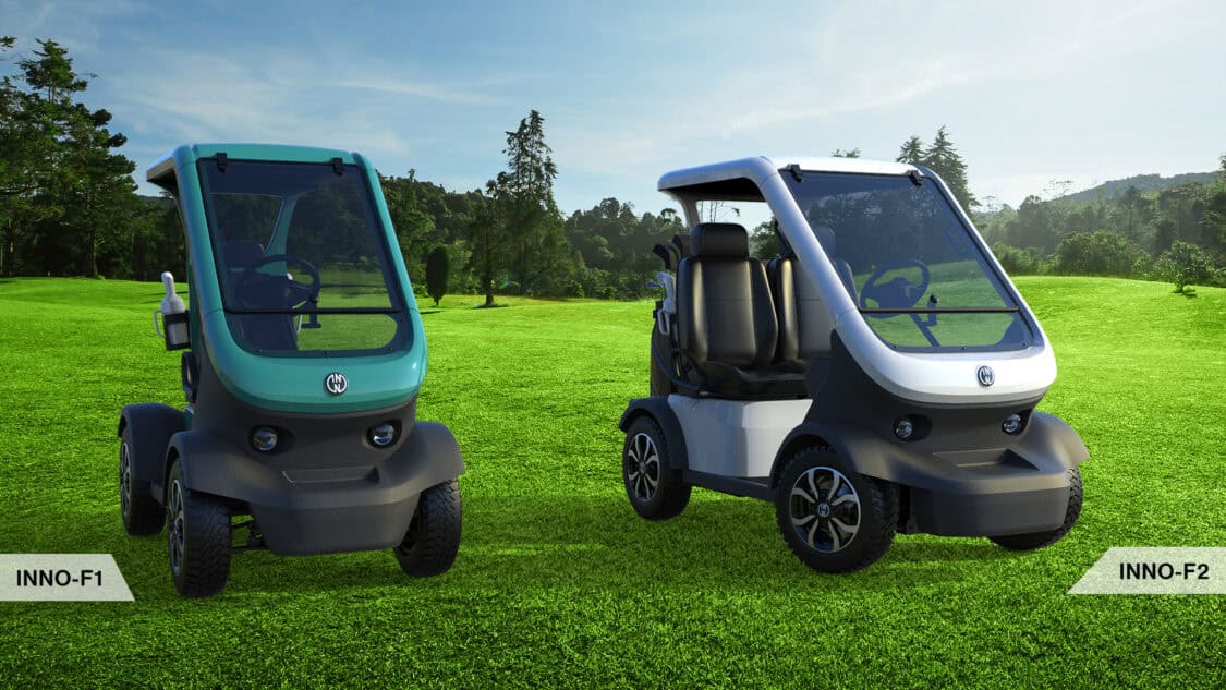 The INNO-F1 and INNO-F2 Electric Golf Carts offer a comfortable premium golfing experience.
