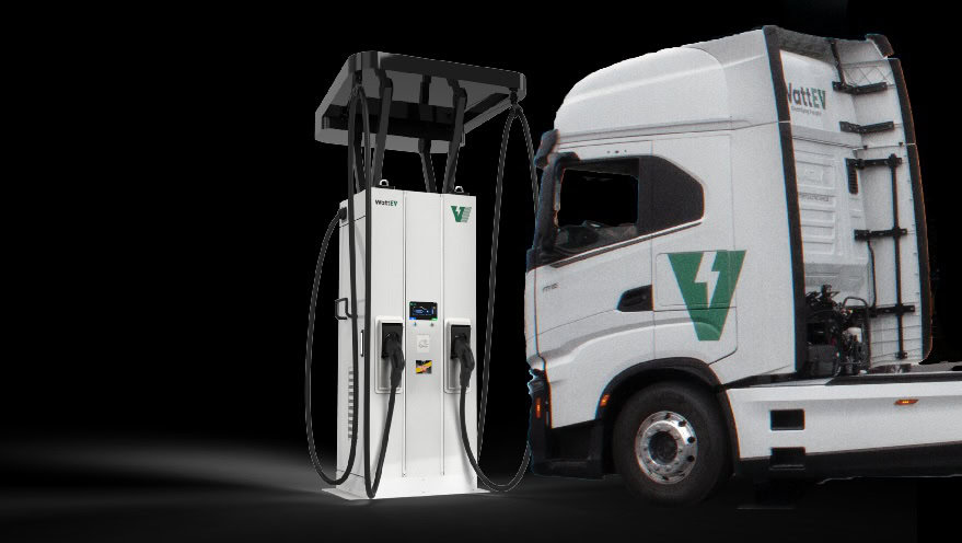 WattEV Opens Solar-Powered Megawatt Electric Truck Charging Depot MCS Charger