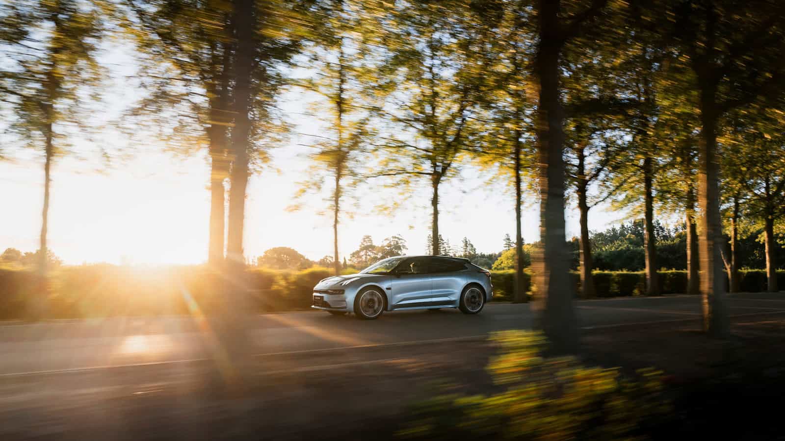 Zeekr 001 electric sedan in trees