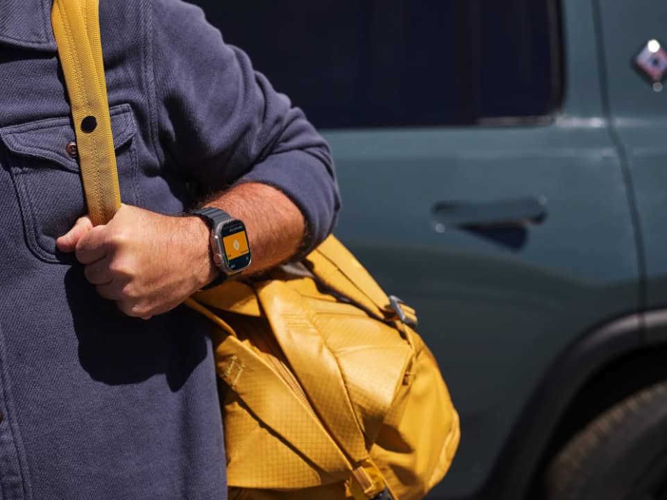 Conveniently access your Rivian electric SUV or Truck with your phone or watch.